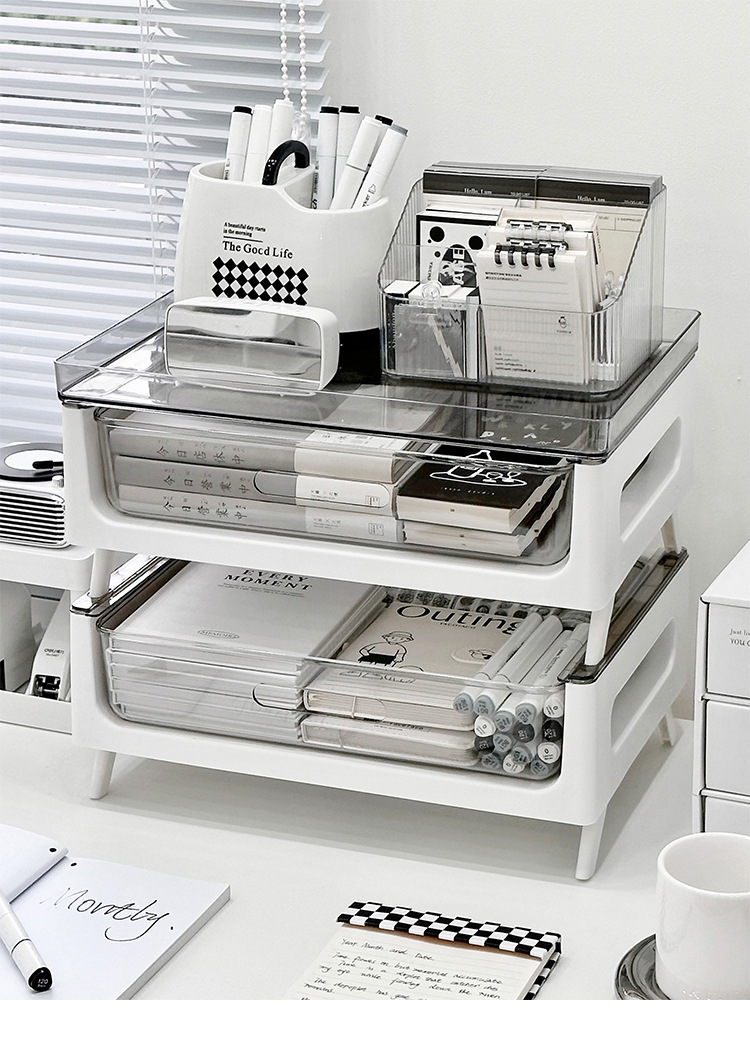 桌面文件收納盒辦公用品A4文件資料檔案架框多分層大容量書桌書架